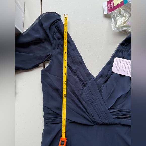 Jenny Packham Bridesmaids Dress Chiffon Shirred V-neck 3/4 Sleeve Formal… - Picture 7 of 11